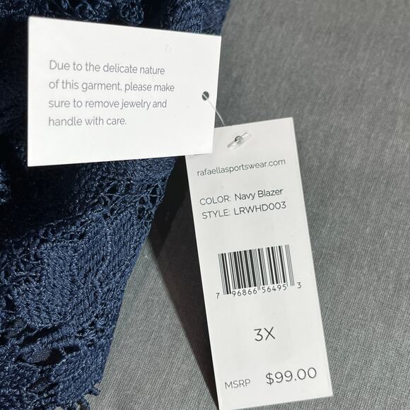 Ella Rafaella Blouse Womens 3X Blue Lace Floral Lined Boho Career Mature NEW - Picture 7 of 10